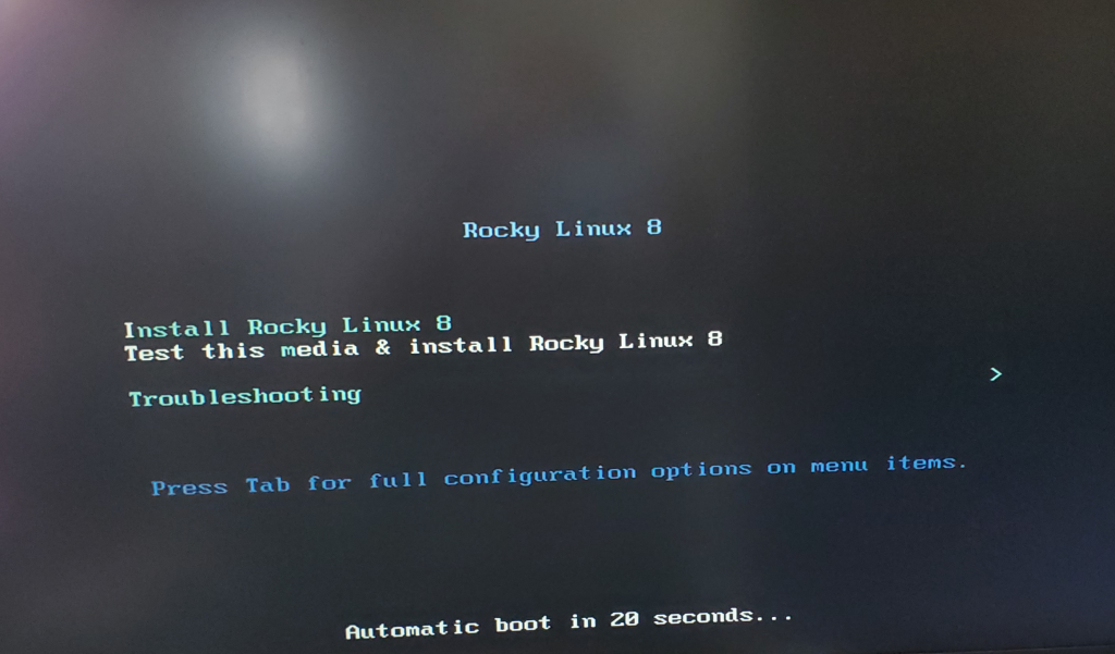 Rocky Linux 8 インストール画面