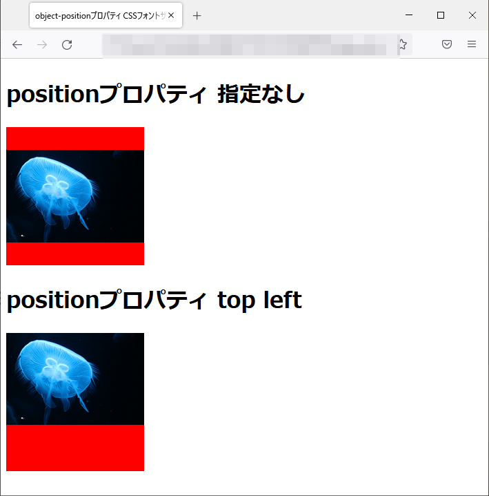 object-positionプロパティのfirefoxブラウザの実行結果