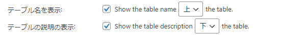 tablepress Table Options
